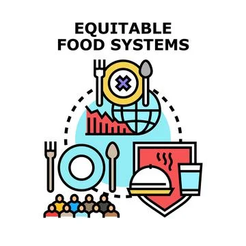 Equitable food systems providing global access and sustainability Stock Illustration