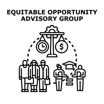 Equitable opportunity advisory group balancing time and finance Stock Illustration