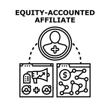 Equity accounted affiliate engaging digital marketing network Illustrazione stock