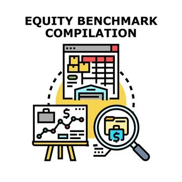 Equity benchmark compilation analyzing business financial data 스톡 일러스트