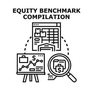 Equity benchmark compilation analyzing business financial data Stock Illustration