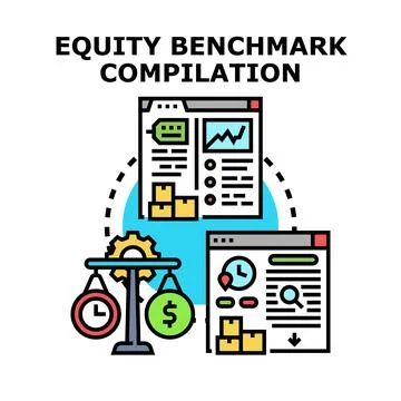 Equity benchmark compilation analyzing financial market data Stock Illustration