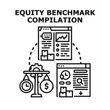 Equity benchmark compilation analyzing financial market data Stock Illustration