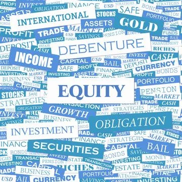 EQUITY EQUITY. Word cloud illustration. Tag cloud concept collage. Copyrig... Stock Photos