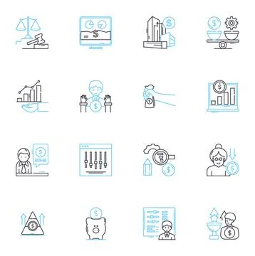 Equity fund linear icons set. Investment, Portfolio, Returns, Stocks, Capital Stock Illustration