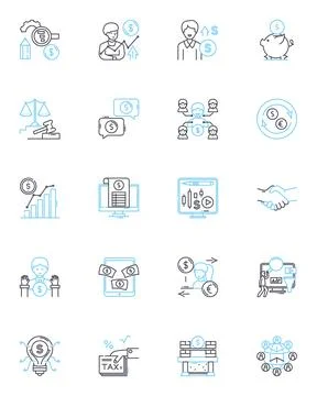 Equity fund linear icons set. Investment, Portfolio, Returns, Stocks, Capital Stock Illustration