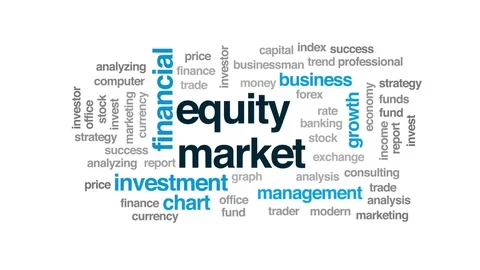 Equity market animated word cloud, text design animation. Stock Footage 81051919
