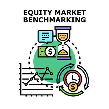 Equity market benchmarking analyzing financial performance and investment g.. Stock Illustration