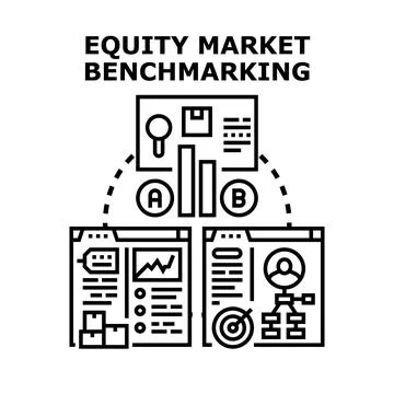 Equity market benchmarking financial performance analysis icon Stock Illustration
