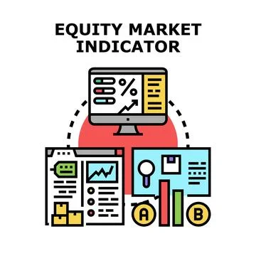 Equity market indicator concept analyzing financial data Stock Illustration