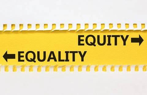 Equity or equality symbol. Concept word Equity or Equality on beautiful yello Foto stock