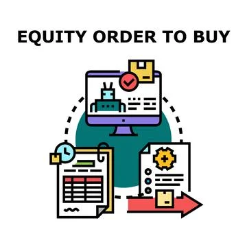 Equity order buying process on digital platform Stock Illustration