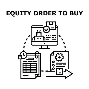 Equity order buying process on digital platform 库存插图