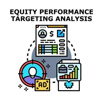 Equity performance targeting analysis evaluating business growth Illustrazione stock
