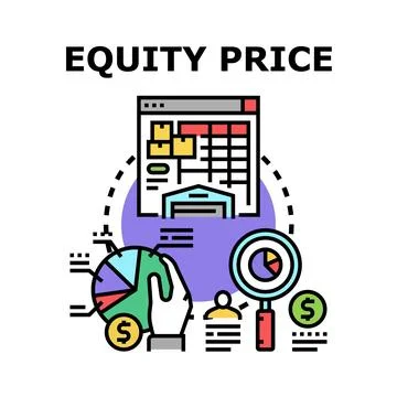 Equity price evaluation analyzing financial market data Stock Illustration