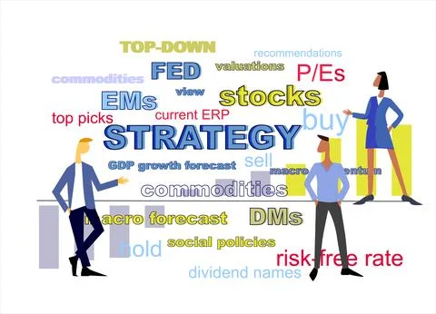 Equity strategy concept. Teamwork on stock market Stock Illustration
