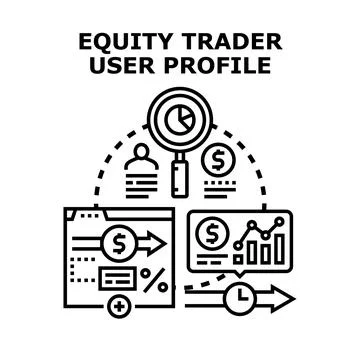 Equity trader analyzing financial charts and market data Stock Illustration