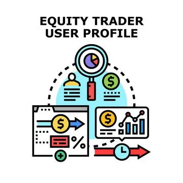 Equity trader analyzing financial charts and market data Illustrazione stock