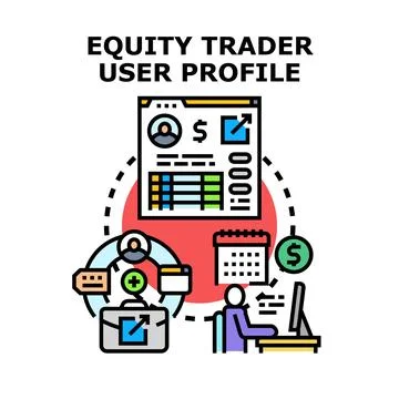 Equity trader creating user profile managing investments Stock Illustration