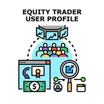 Equity trader user profile analyzing market investments 스톡 일러스트