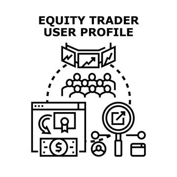 Equity trader user profile analyzing market investments Illustrazione stock