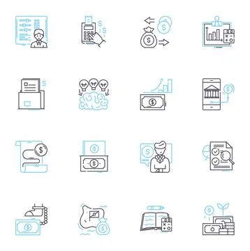 Equity trading linear icons set. Stocks, Trading, Market, Investments, Portfolio Stock Illustration