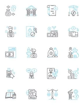 Equity trading linear icons set. Stocks, Trading, Market, Investments, Portfolio Stock Illustration