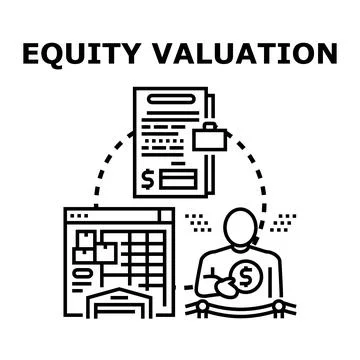 Equity valuation process analyzing company assets and finances Stock Illustration
