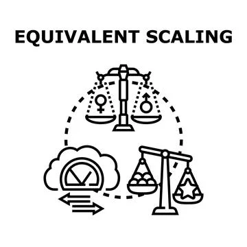 Equivalent scaling concept balancing gender, workload, and value Stock Illustration