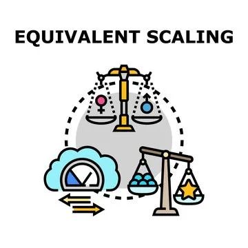 Equivalent scaling concept balancing gender, workload, and value Stock Illustration