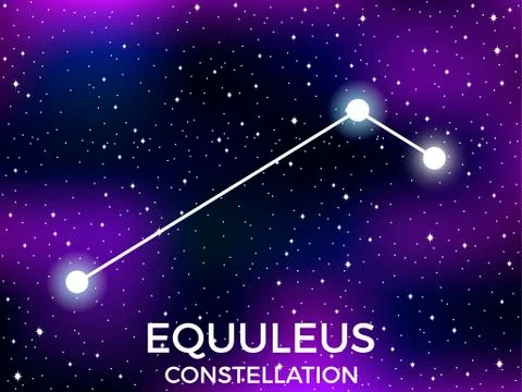 Equuleus constellation. Starry night sky. Cluster of stars and galaxies. Deep Stock Illustration