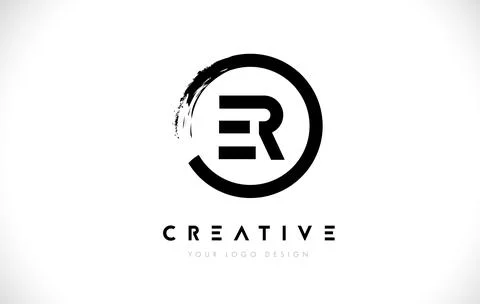 ER Circular Letter Logo with Circle Brush Design and White Background. Stock-Illustration