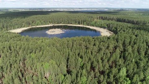 Er Lake in the Forrest Stock Footage 95761385
