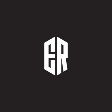 ER Logo monogram with hexagon shape style design template Stock Illustration