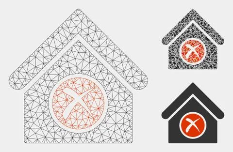 Erase Building Vector Mesh Carcass Model and Triangle Mosaic Icon Ilustración de archivo