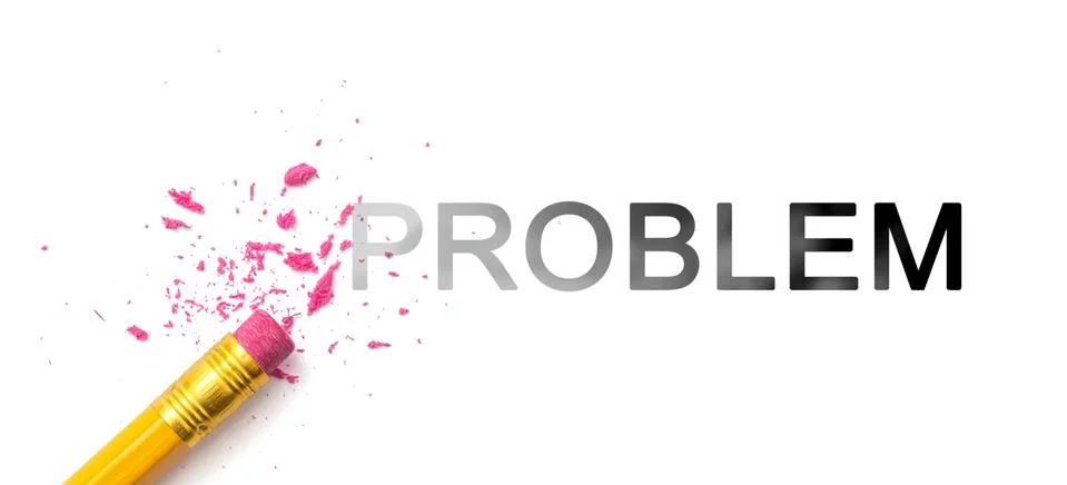 Erase PROBLEM text Stock Photos