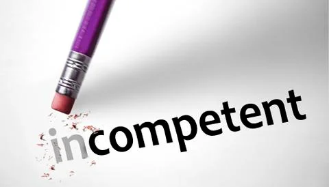 Eraser changing the word incompetent for competent Stock Illustration