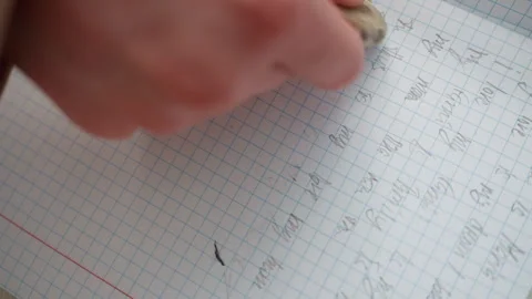 Eraser clears mistakes. Precise erasing improves exam preparation quickly Stock Footage 341977336