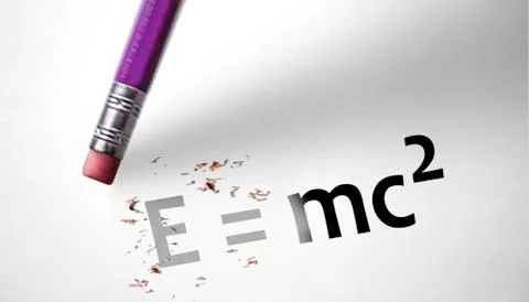 Eraser deleting the concept e=mc2 Stock Illustration