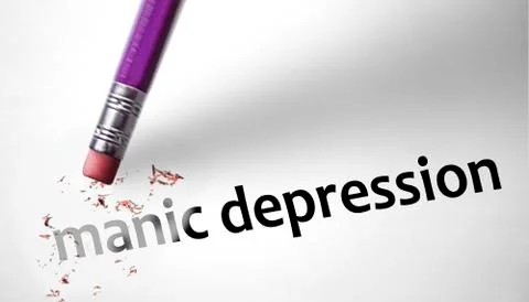 Eraser deleting the concept manic depression Stock Illustration