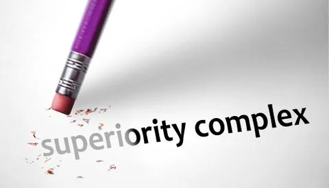 Eraser deleting the concept superiority complex Stock Illustration