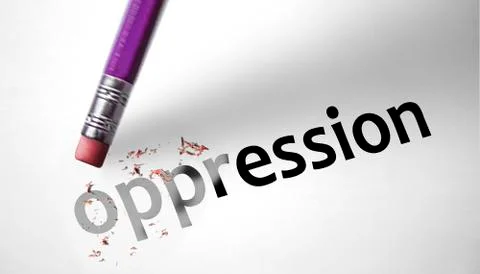 Eraser deleting the word oppression Stock Illustration
