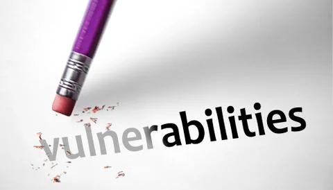 Eraser deleting the word vulnerabilities Stock Illustration