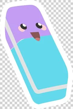 Eraser is floating on transparent backdrop featuring lavender, light blue halves 스톡 일러스트