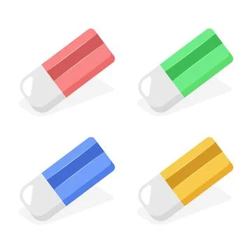 Eraser icon in flat style. Stationery tool vector illustration on isolated .. Illustrazione stock