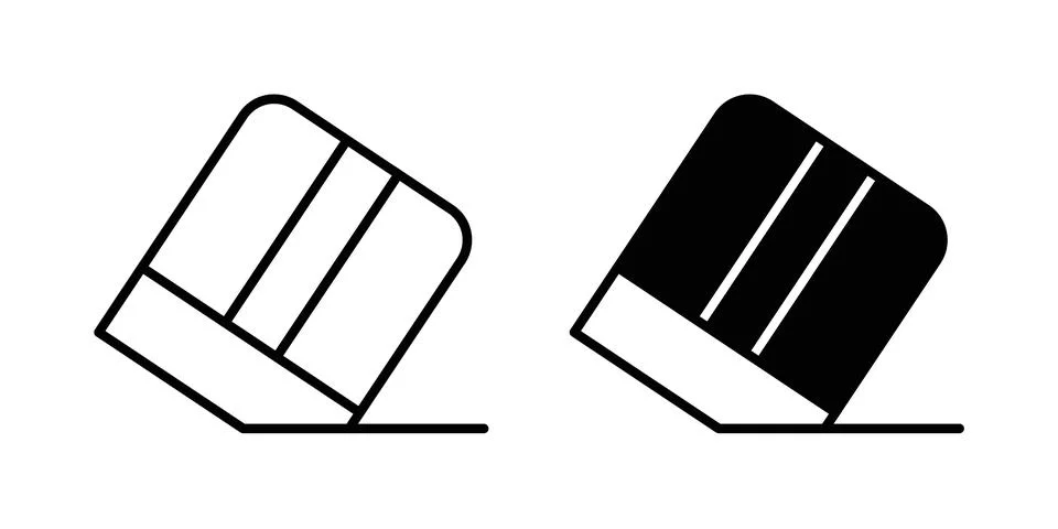 Eraser icon silhouette vector set. thin line pack Stock Illustration