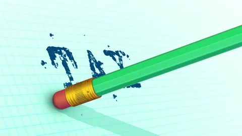An eraser on a pencil is erasing typed word TAX Vídeo Stock 117338741