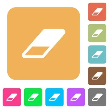 Eraser rounded square flat icons Stock Illustration