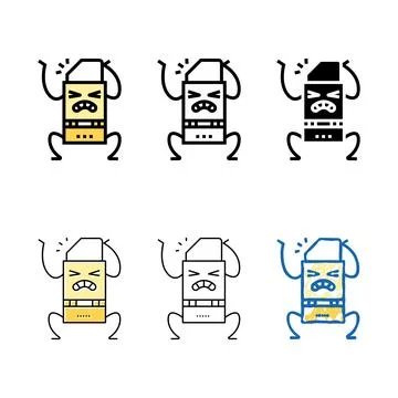 Eraser school character color variations icon vector Stock Illustration