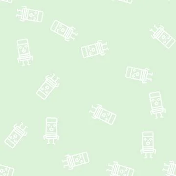 Eraser school character line vector seamless pattern Stock Illustration